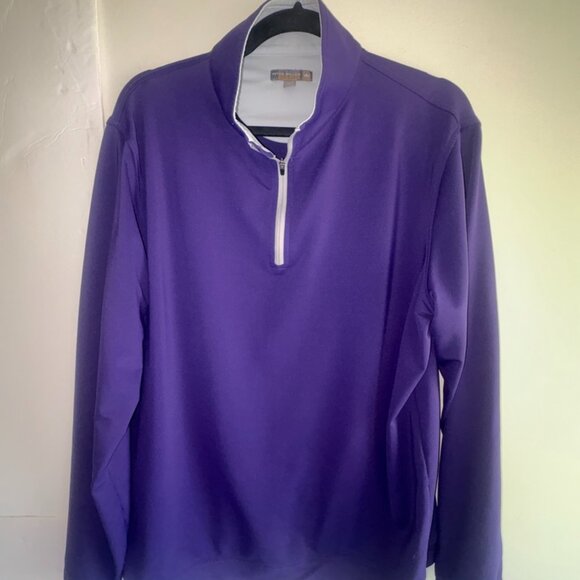 Peter Millar Summer Comfort Performance Golf Quarter-Zip Pullover Purple size L - Picture 2 of 9